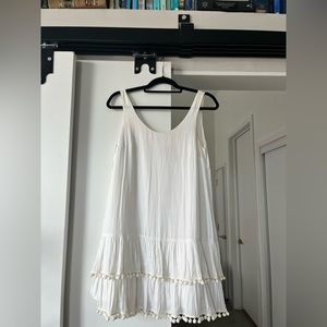 white lilly pulitzer shift dress with pom poms